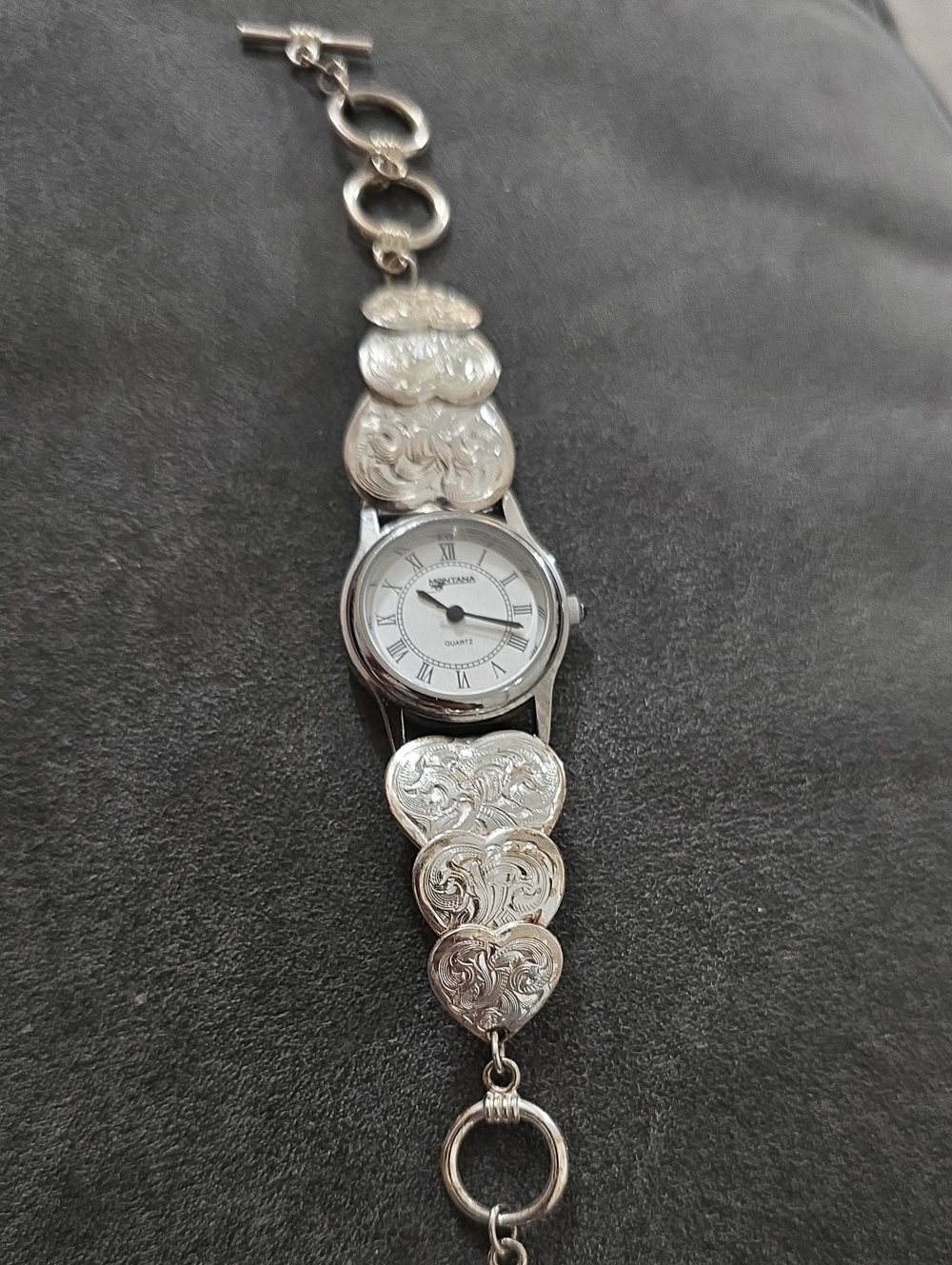 MONTANA SILVERSMITHS Watch Overlapping Hearts Bracelet Band Quartz No Battery